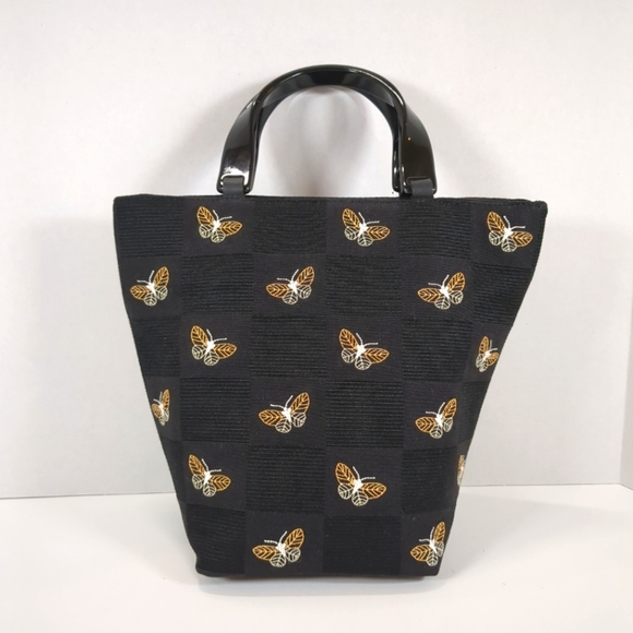 Talbots Black And Gold Butterfly Handbag - Picture 1 of 10